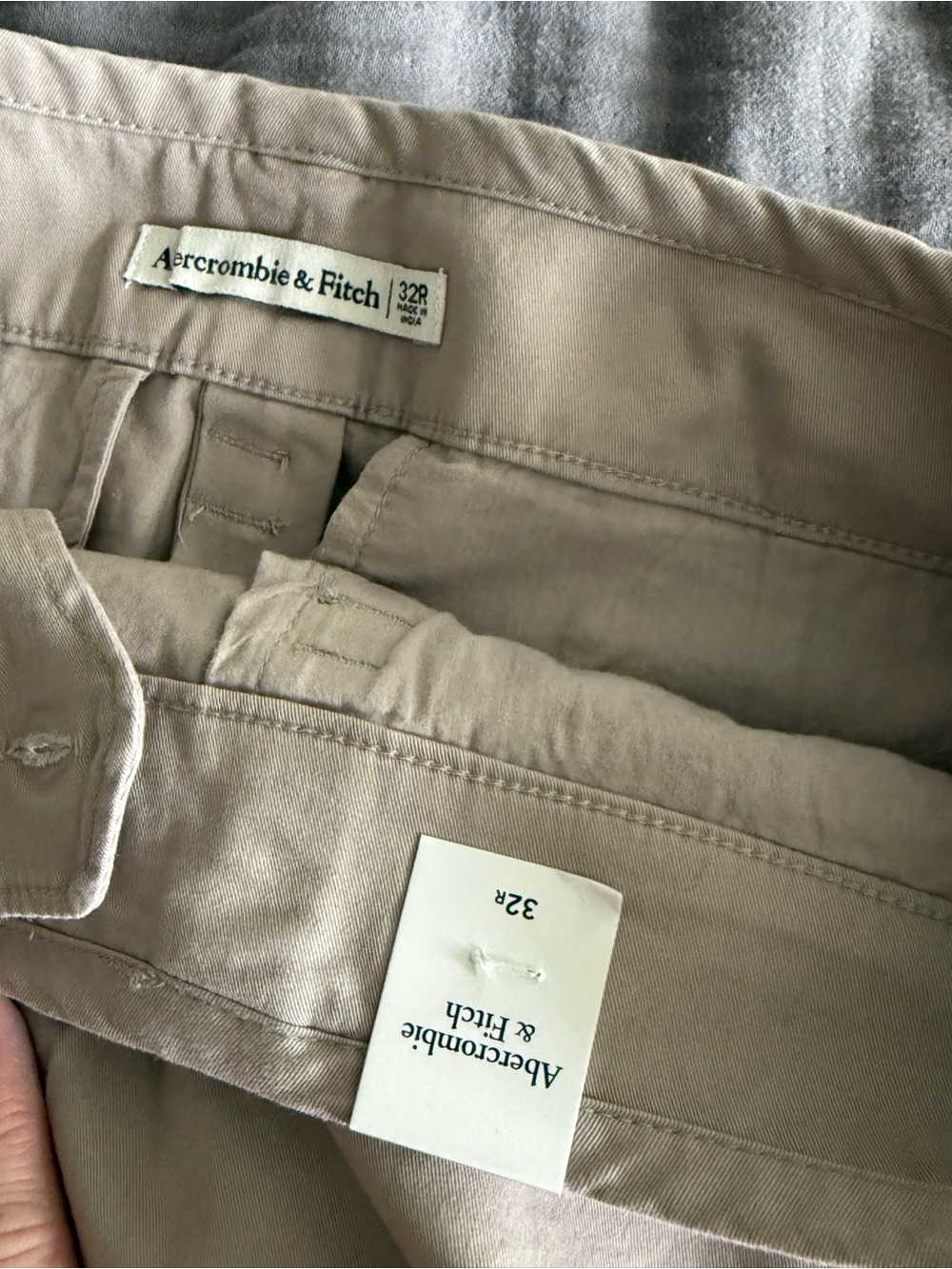 Womens Beige Utility Pants with Integrated Belt - Picture 3 of 3